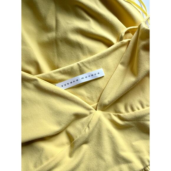 $198 New Susana Monaco Slip Top Jumpsuit - Lemon Zest - Small - Picture 9 of 11